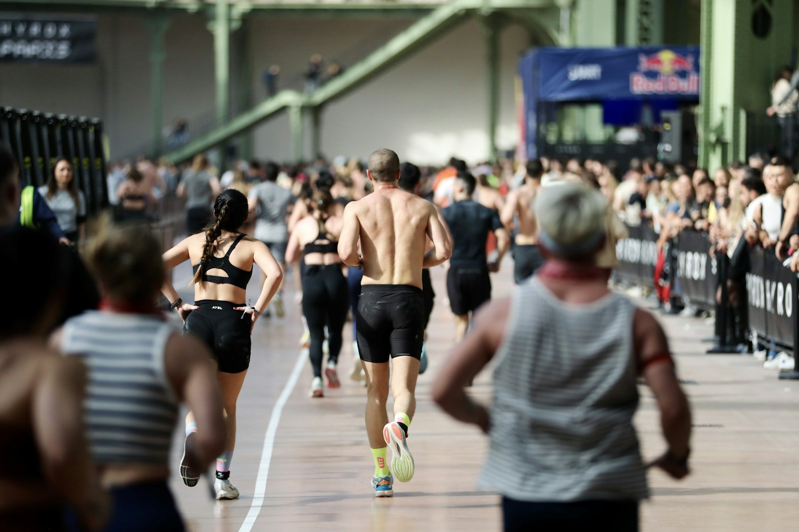 Athletes competing in a HYROX race